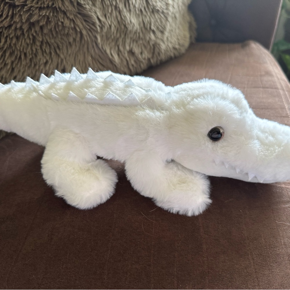 Plush White Alligator Toy